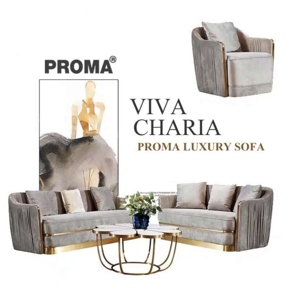 [Pre-order] โซฟา 3 ที่นั่ง PROMA-VIVA CHARIA สีเทา
